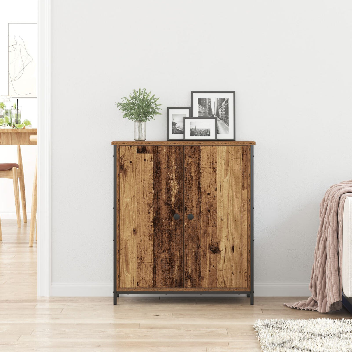 Sideboard Old Wood 70X30X80 Cm Engineered Wood And Steel