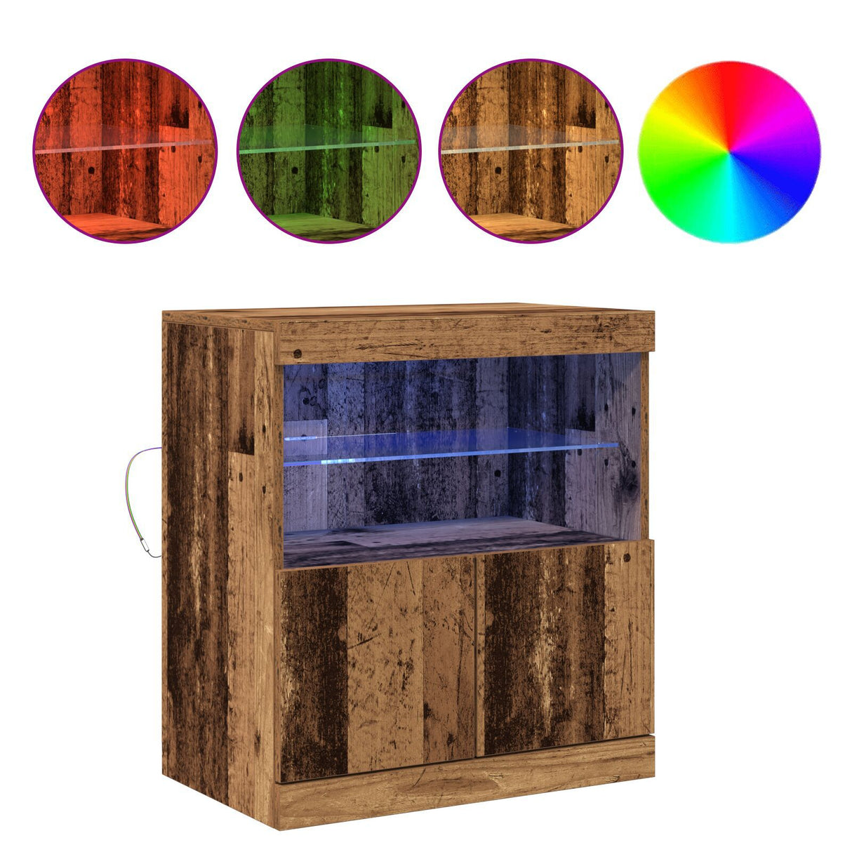 Sideboard With Led Lights Old Wood 60X37X67 Cm