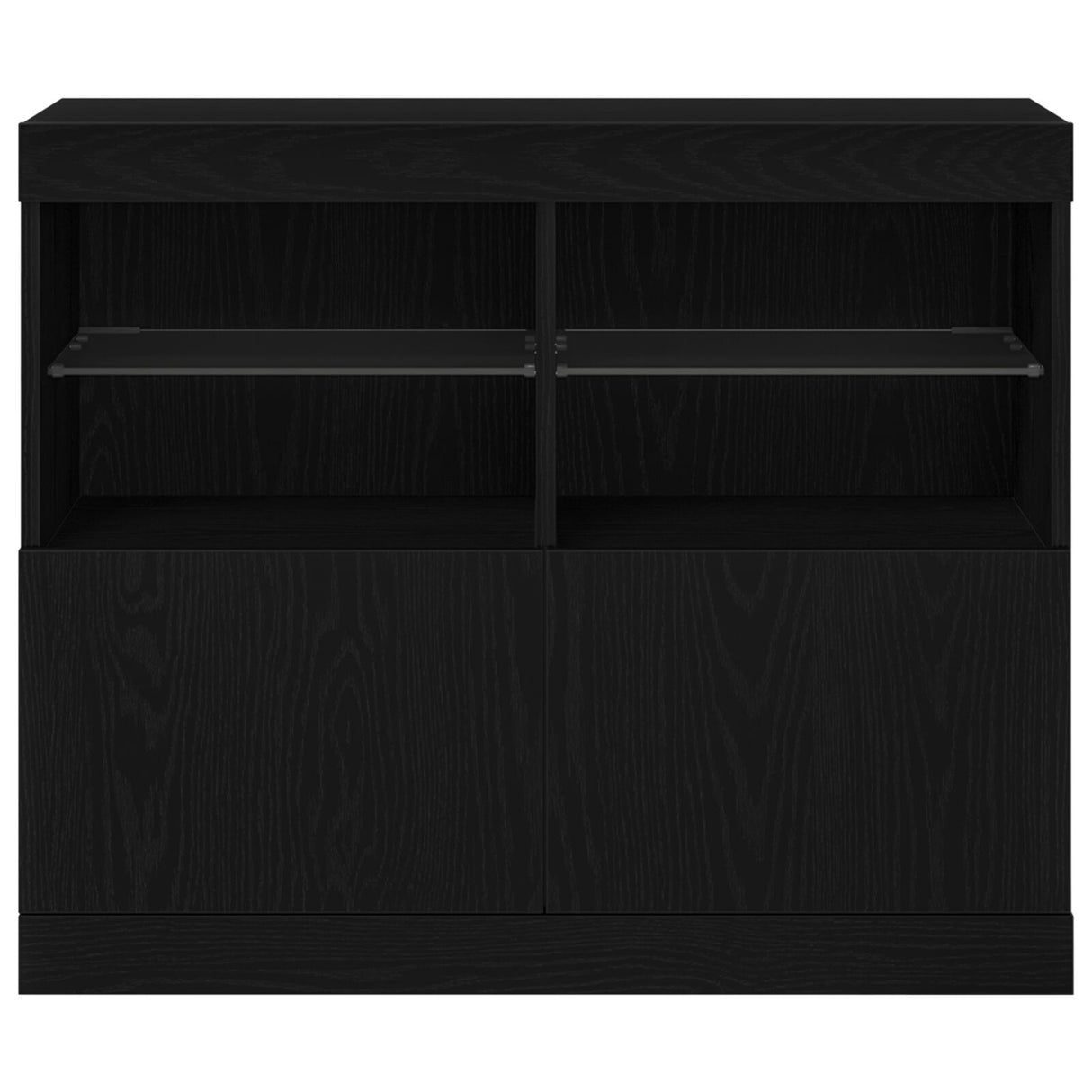 Sideboard With Led Lights Black Oak 81X37X67 Cm