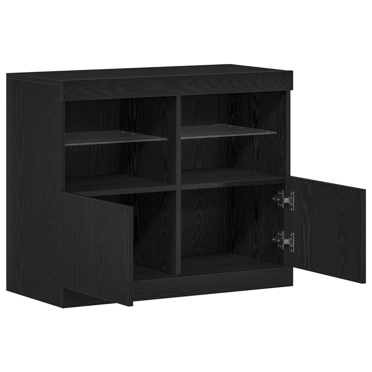 Sideboard With Led Lights Black Oak 81X37X67 Cm