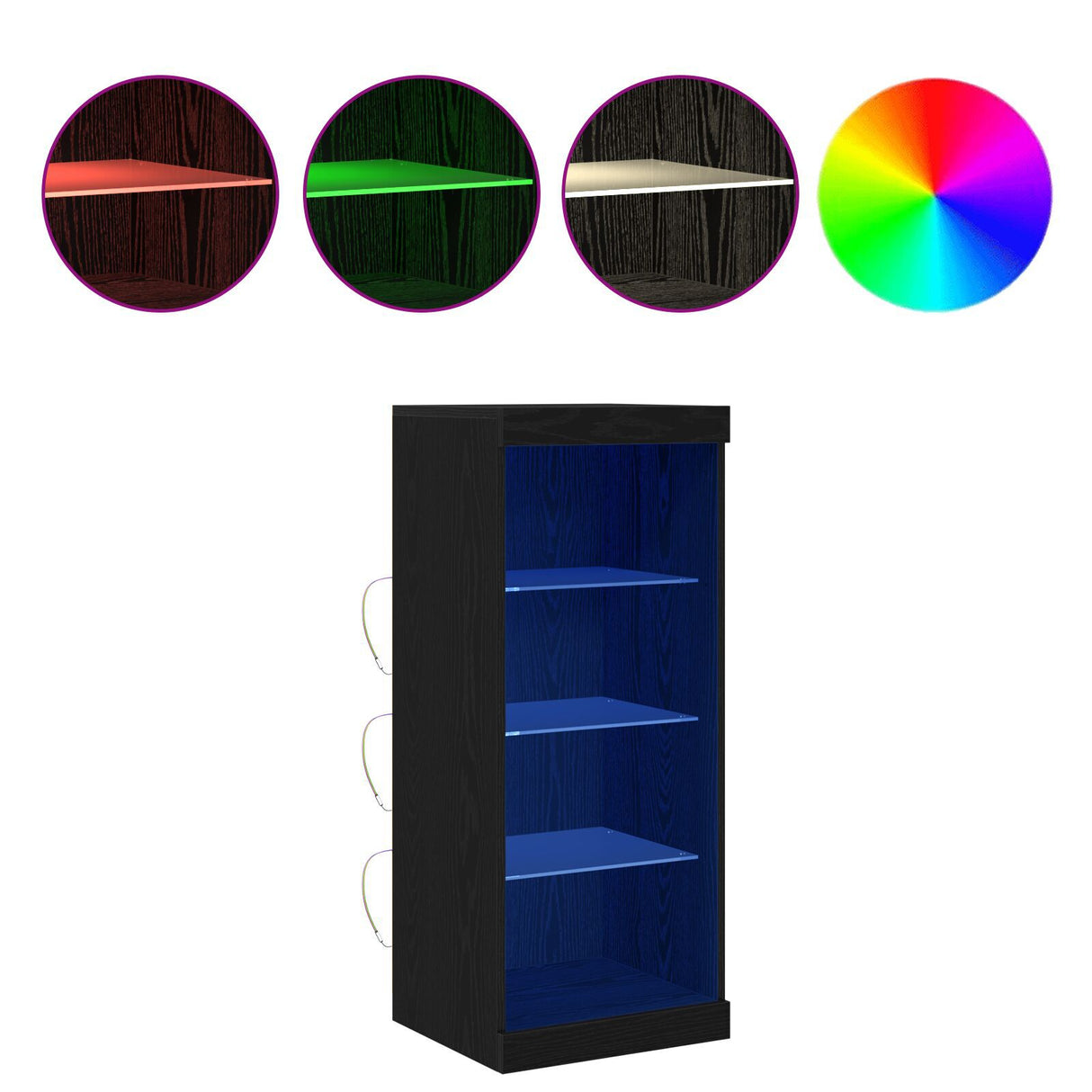 Sideboard With Led Lights Black Oak 41X37X100 Cm