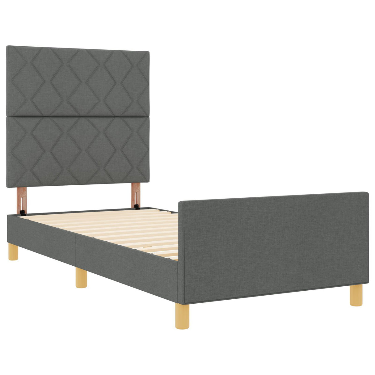 Bed Frame Dark Grey Wood, Fabric 100 X 200 Cm Stylish Design