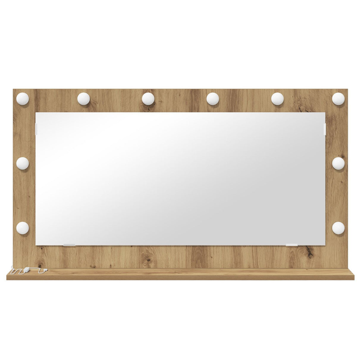 Vanity Mirror Artisan Oak Wood And Glass 100 X 55 Cm