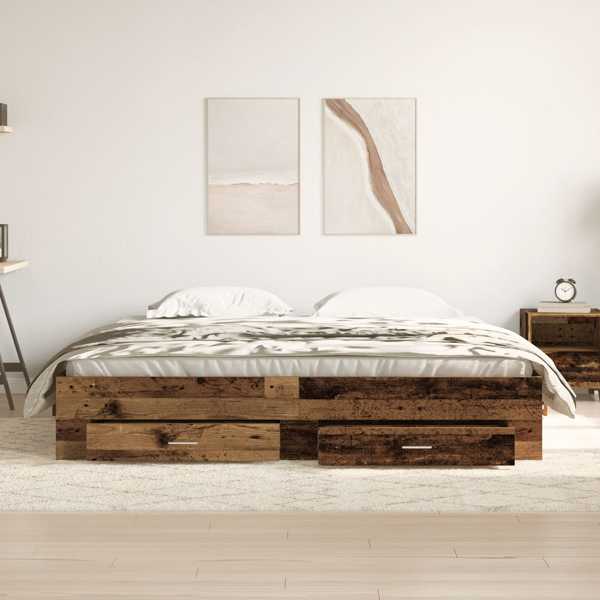 Bed Frame With Drawers Old Wood 180X200 Cm Engineered Wood