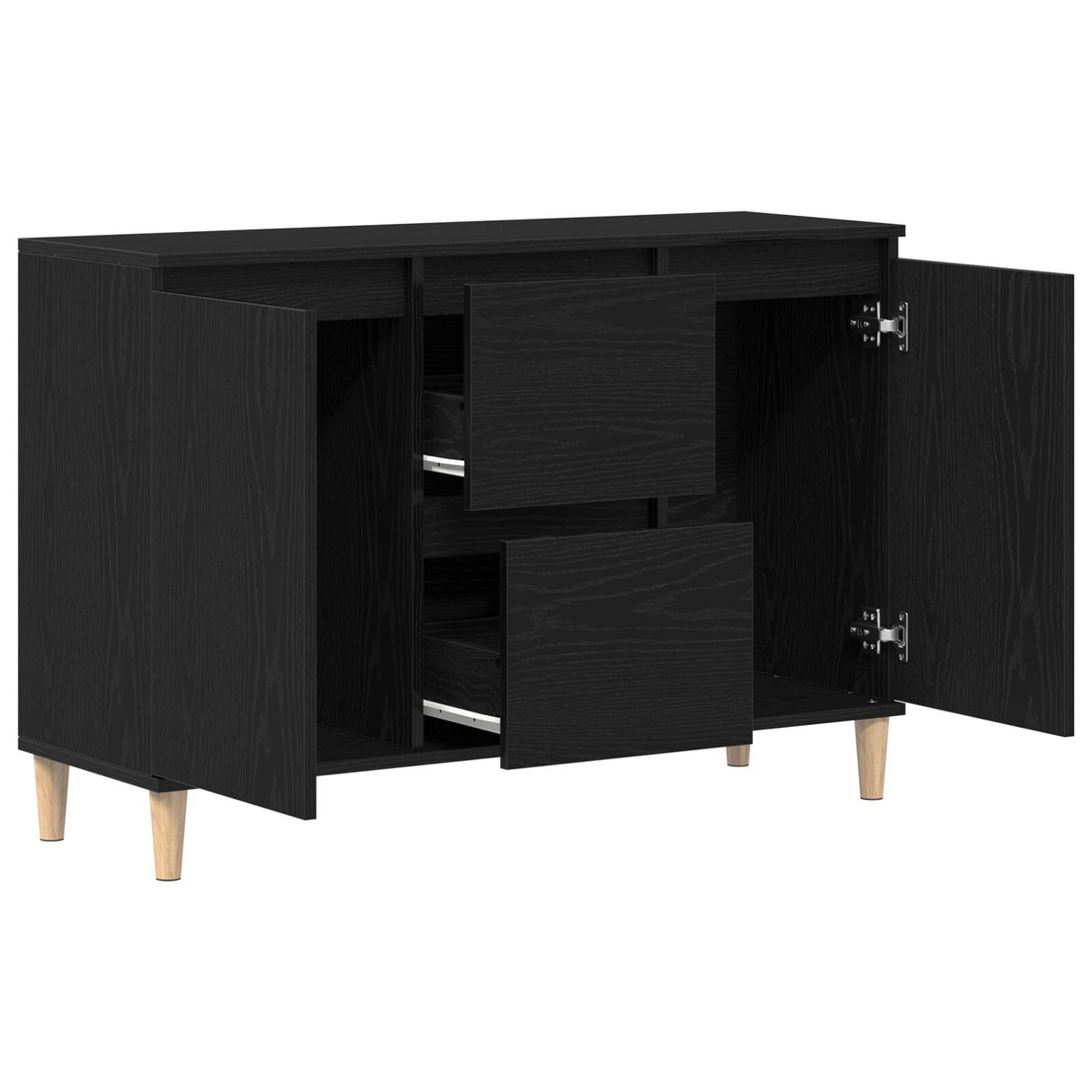 Black Oak Sideboard - 101X35X60 Cm - Made Of Engineered Wood