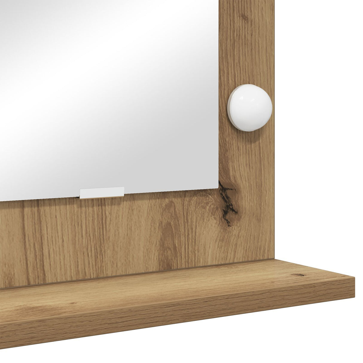 Vanity Mirror Artisan Oak, White Wood, Metal, Glass Medium Mirror