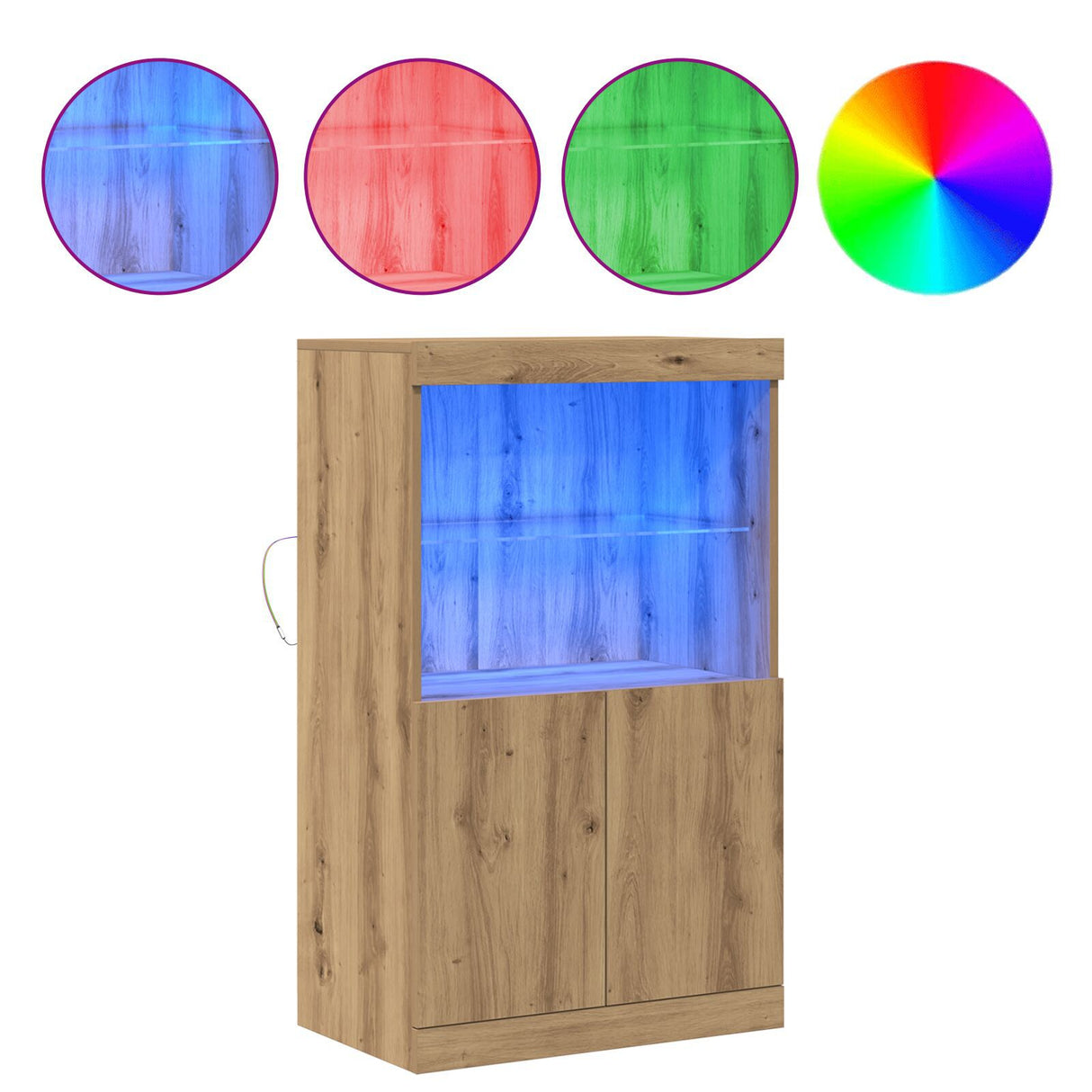 Sideboard With Led Lights Artisan Oak 60X37X100 Cm