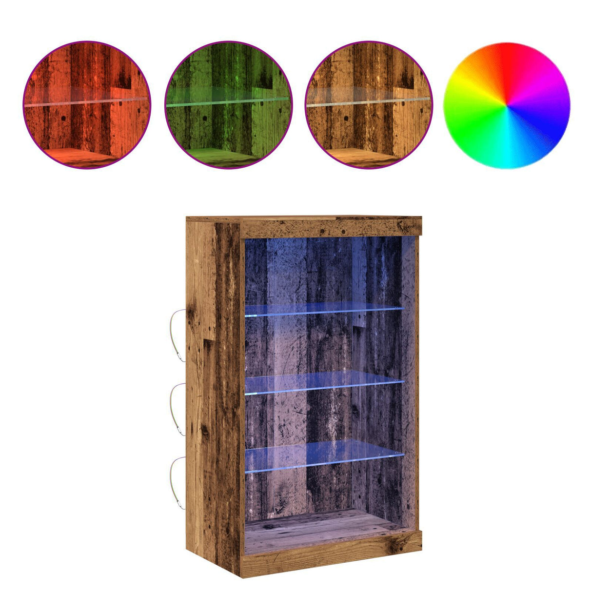 Sideboard With Led Lights Old Wood 60,5X37X100 Cm