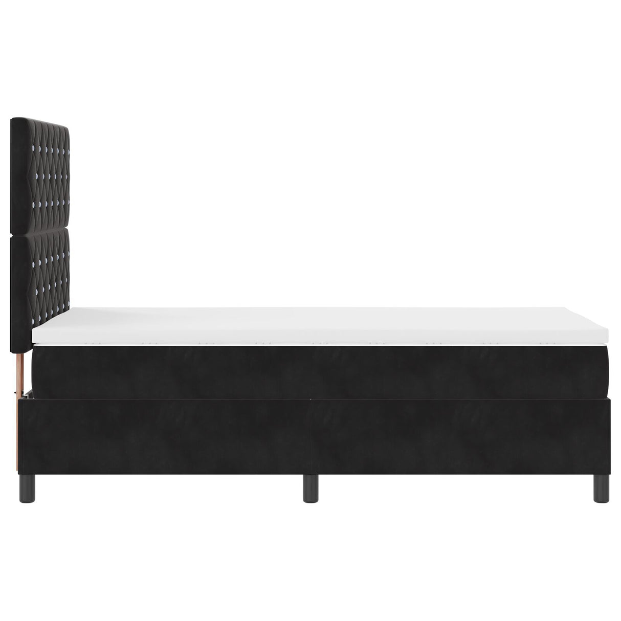 Box Spring Bed With Mattress & Led Black 100X200 Cm Velvet