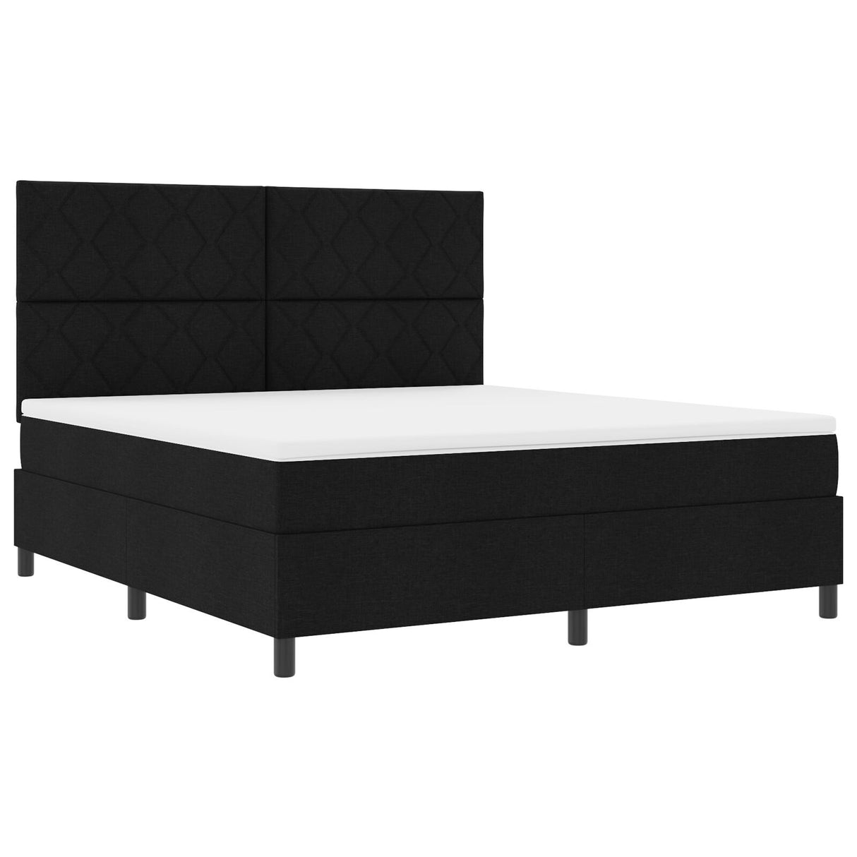 Box Spring Bed With Mattress & Led Black 180X200 Cm Fabric