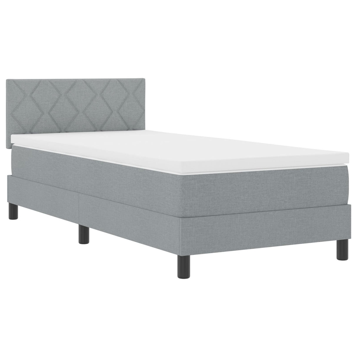 Box Spring Bed With Mattress & Led Light Grey 90X200 Cm Fabric