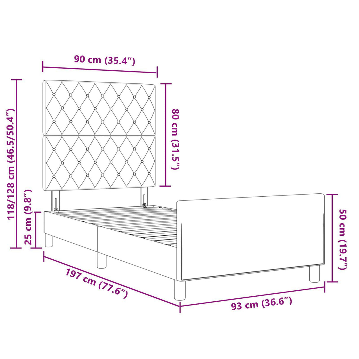Bed Frame Dark Green 90X190 Cm Velvet