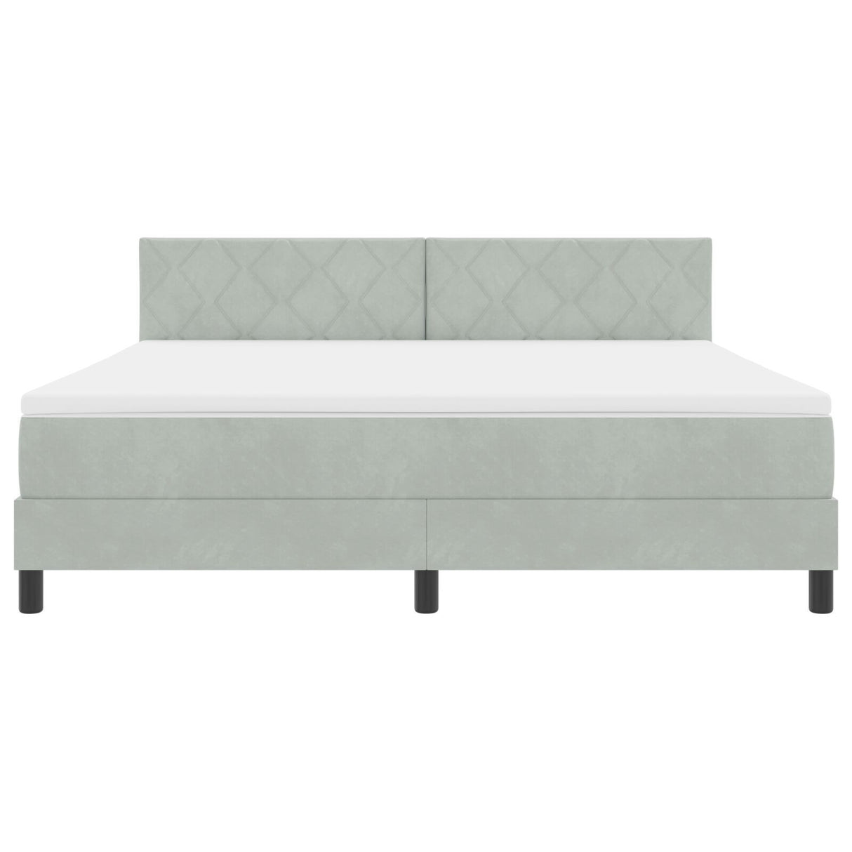 Box Spring Bed With Mattress & Led Light Grey 180X200 Cm Velvet