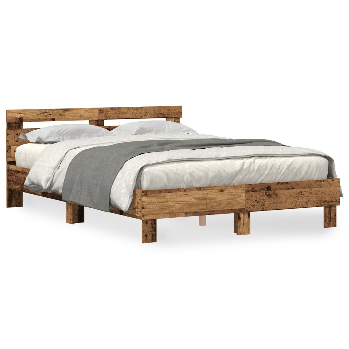 Wooden Bed Frame Reclaimed Wood 150 X 200 Cm Solid And Sturdy