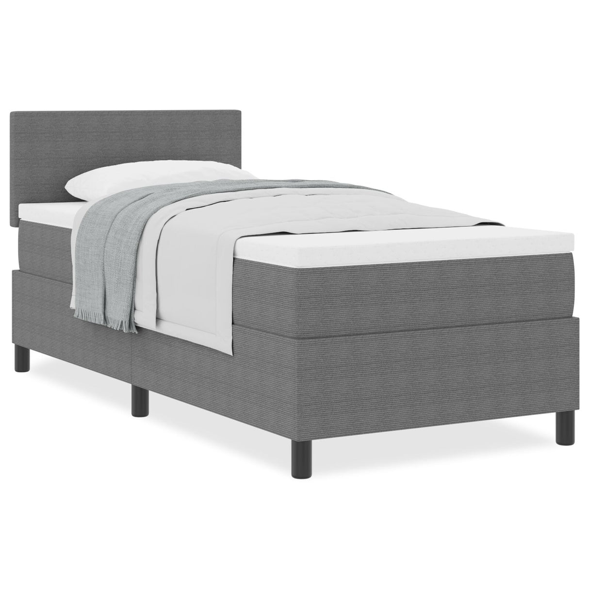 Box Spring Bed With Mattress Light Grey 80X200 Cm Corduroy Fabric