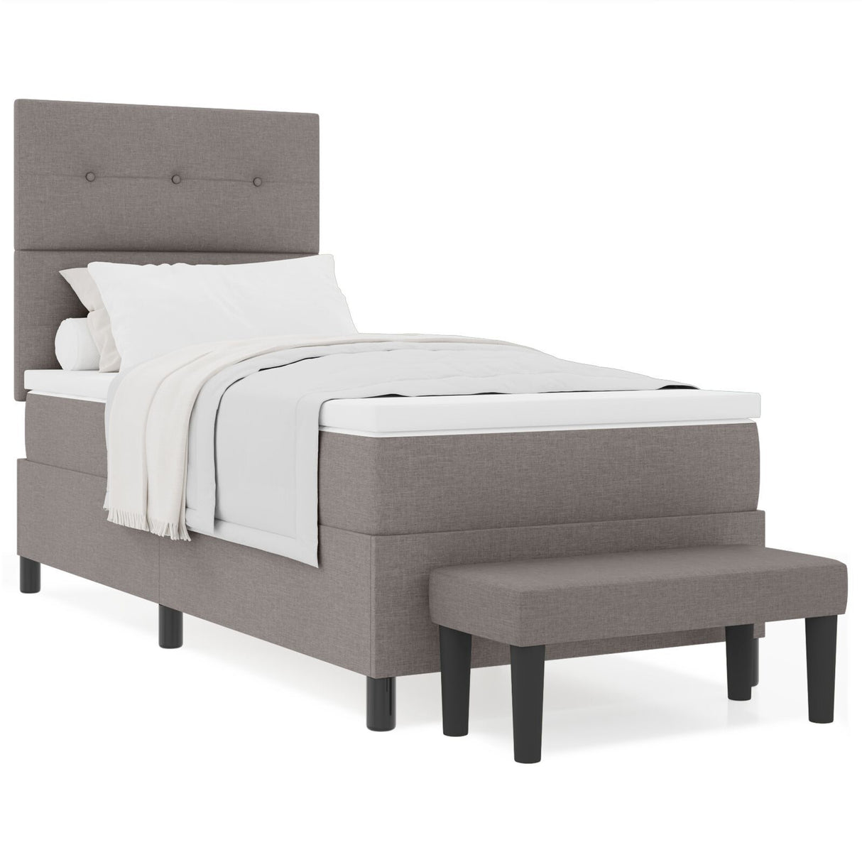 Box Spring Bed With Mattress & Bench Grey 80X200 Cm Fabric