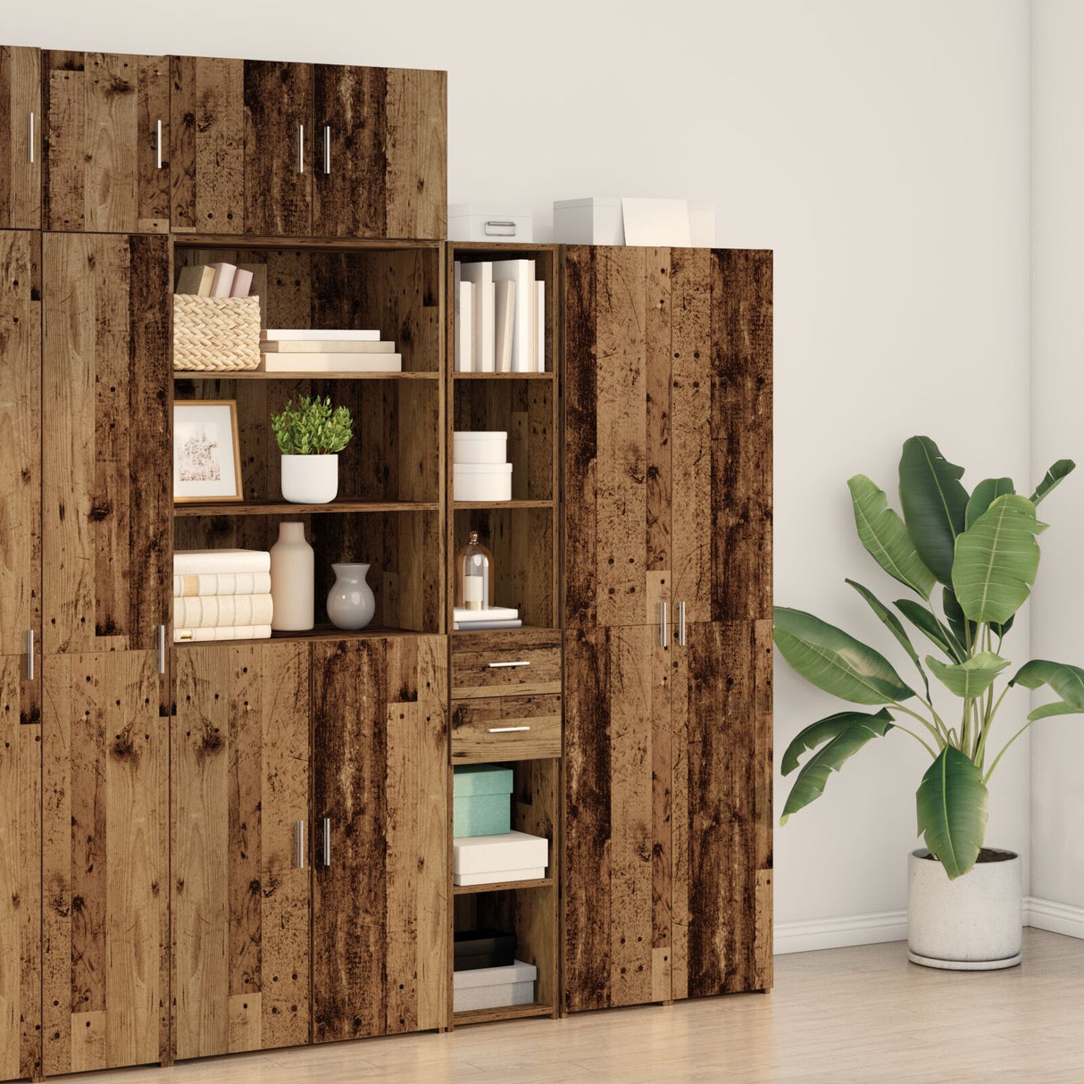 Highboard Old Wood 30X42,5X185 Cm Engineered Wood
