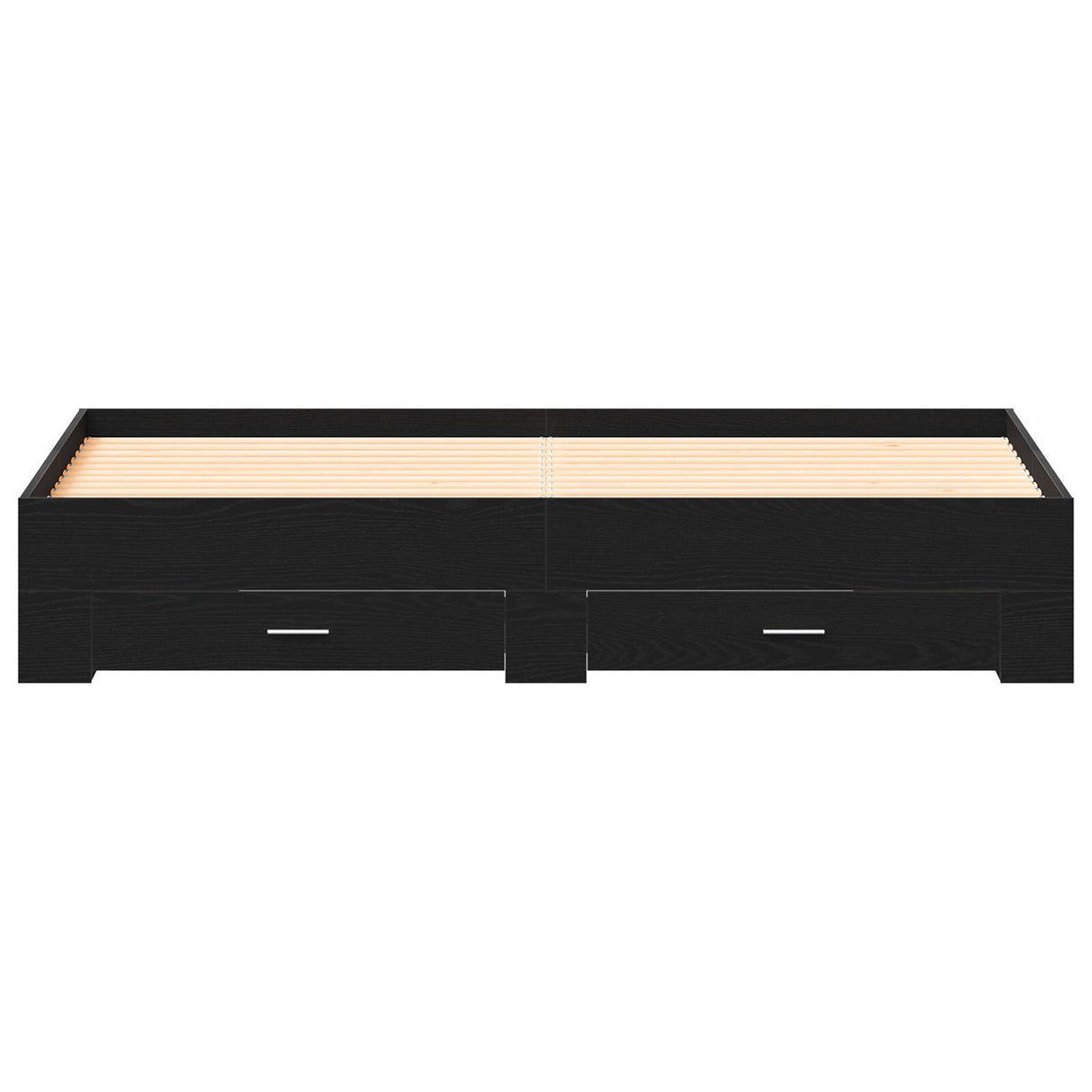 Bed Frame With Drawers Black Oak 180X200 Cm Engineered Wood