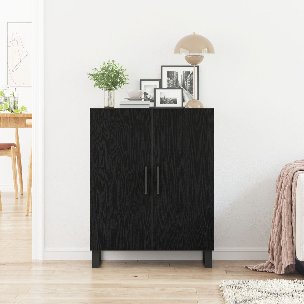 Sideboard Black Oak 69,5X34X90 Cm Engineered Wood
