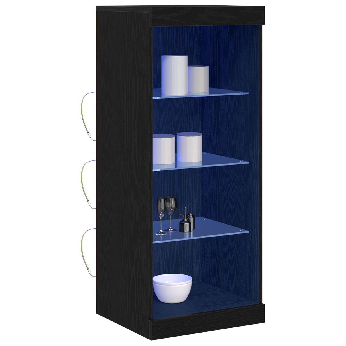 Sideboard With Led Lights Black Oak 41X37X100 Cm