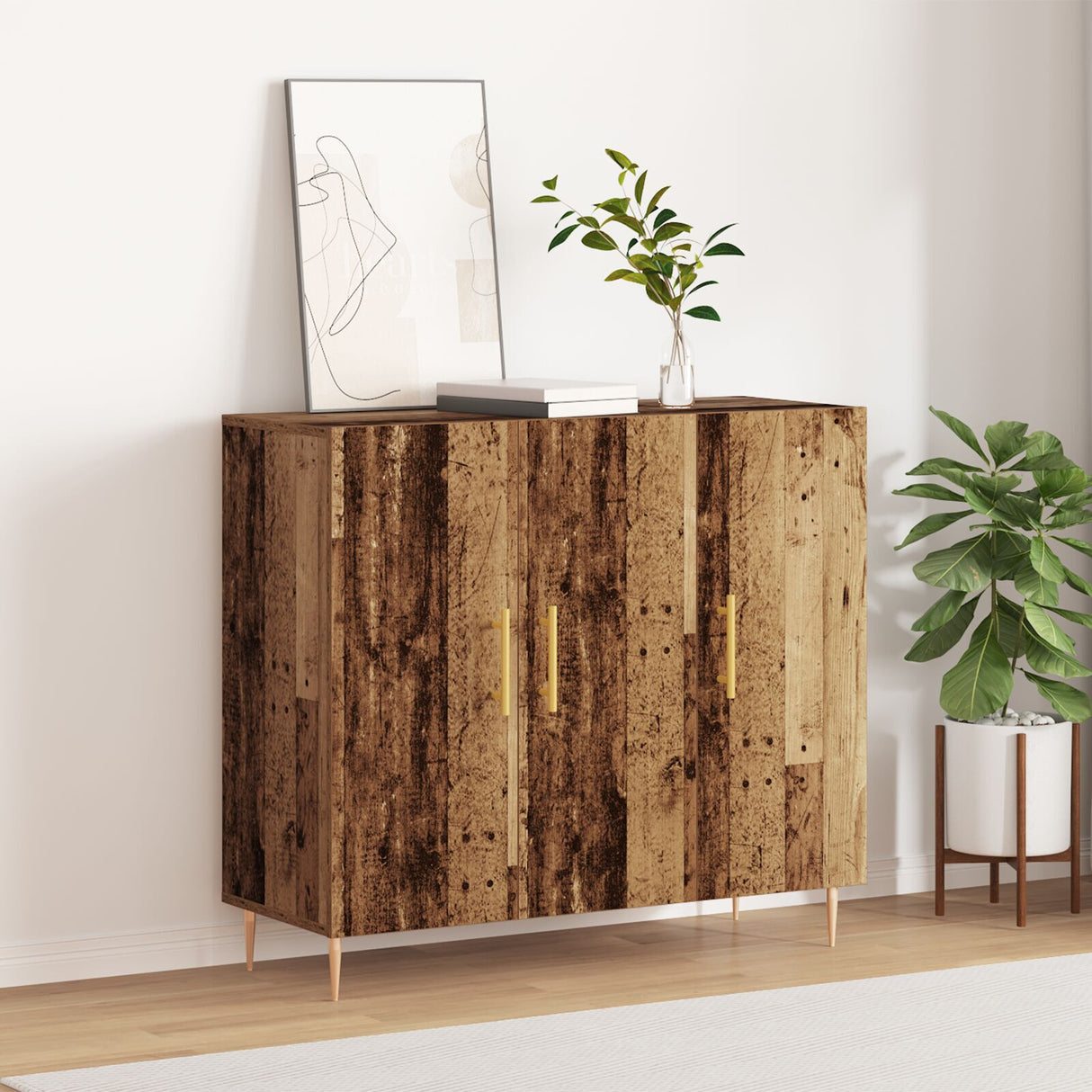 Sideboard In Old Wood, 90X34X80 Cm, Made Of Engineered Wood