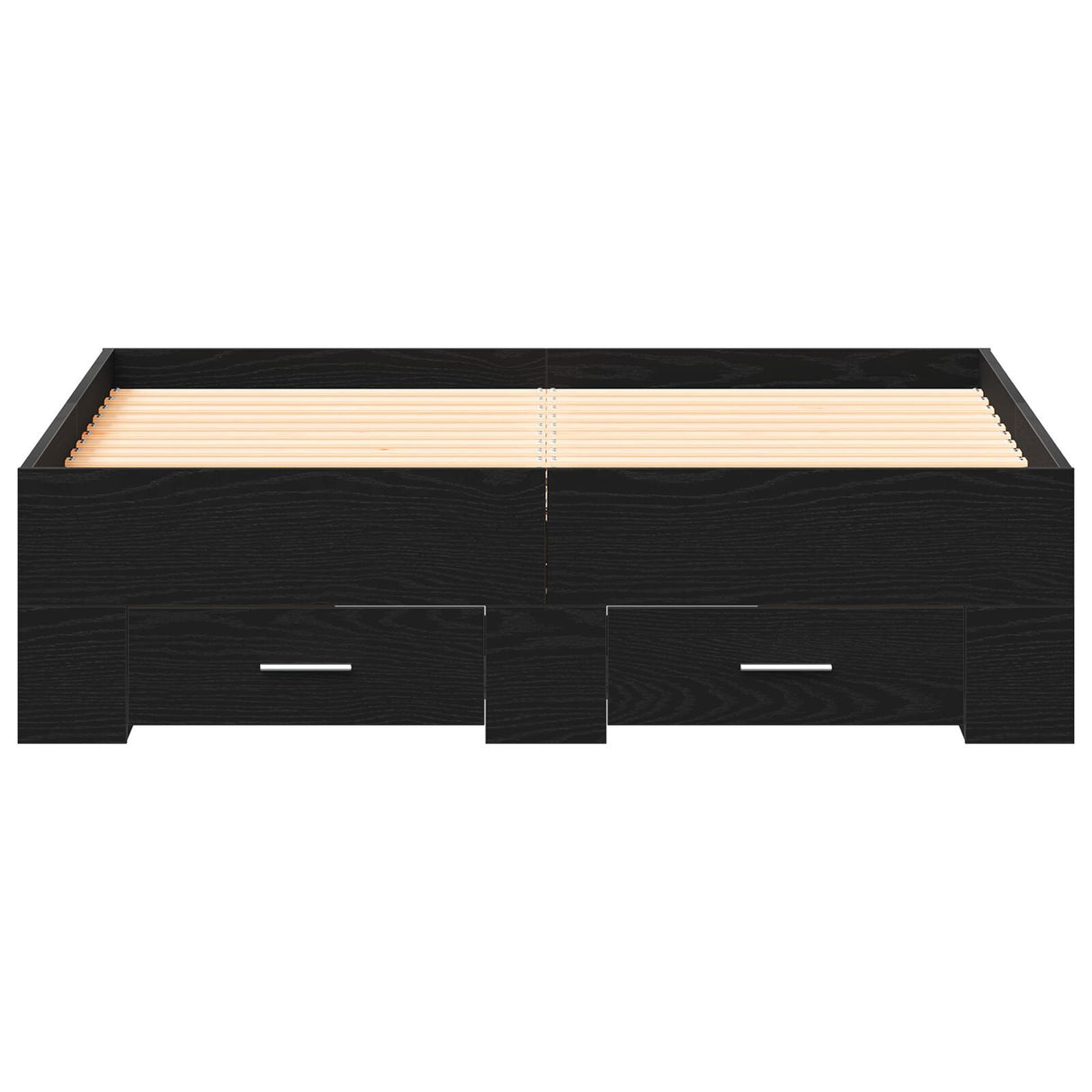 Bed Frame With Drawers Black Oak 120X200 Cm Engineered Wood