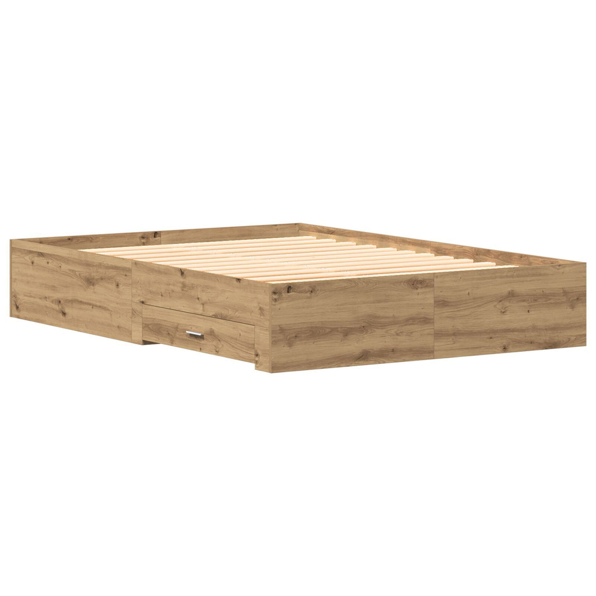 Bed Frame With Drawers Artisan Oak Engineered Wood 140 X 200 Cm