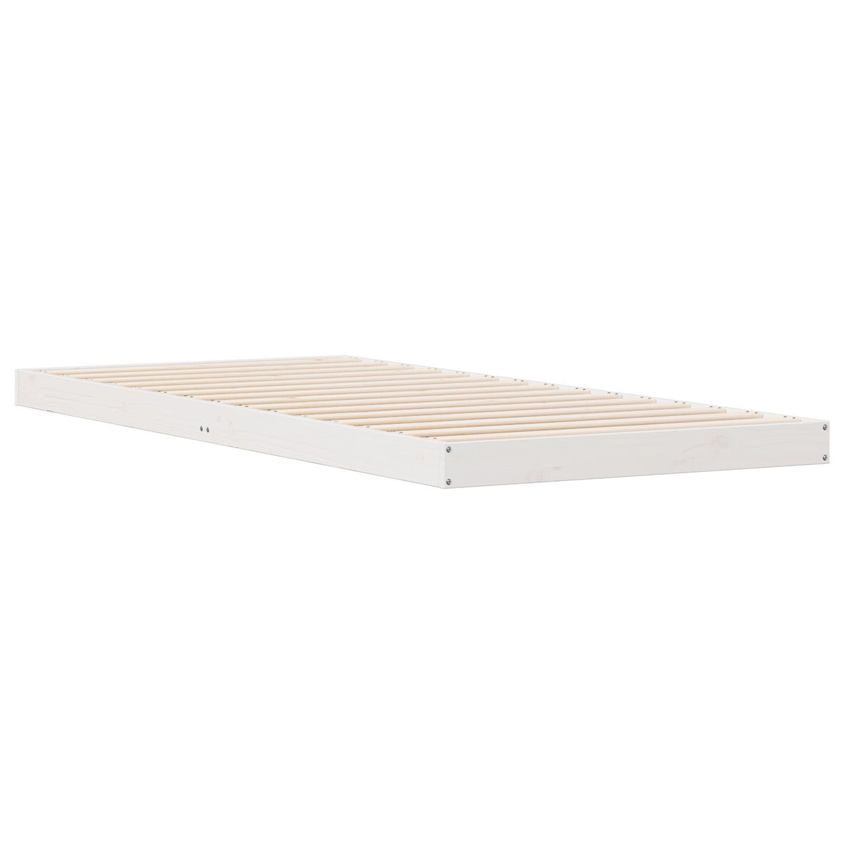 Floor Bed Frame White 80X210 Cm Solid Wood Pine