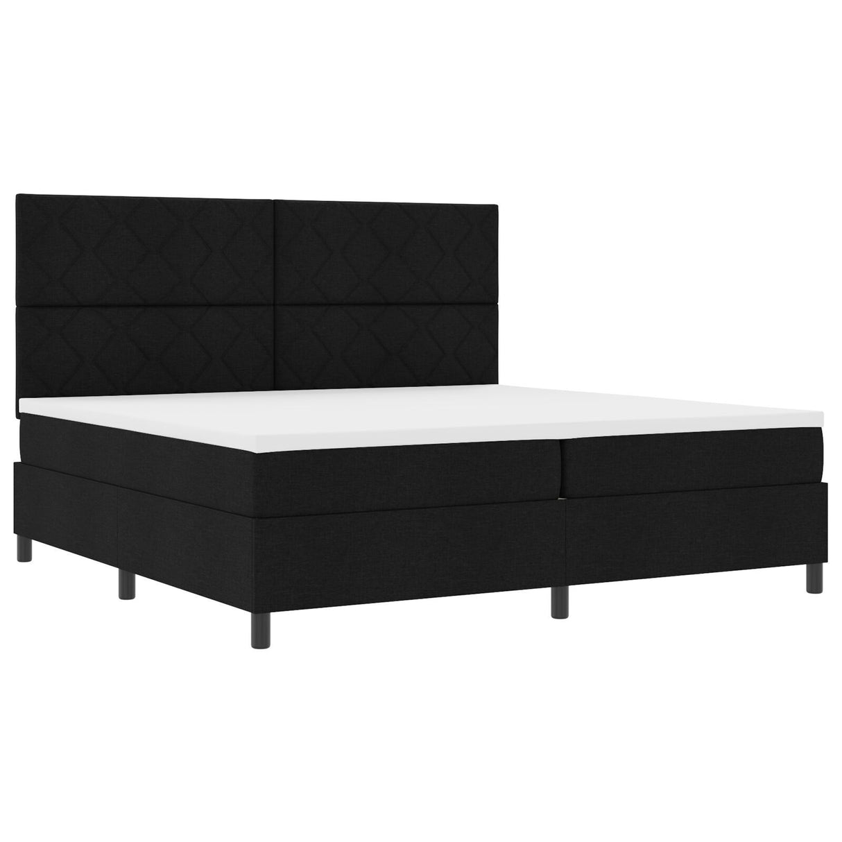 Box Spring Bed With Mattress & Led Black 200X200 Cm Fabric