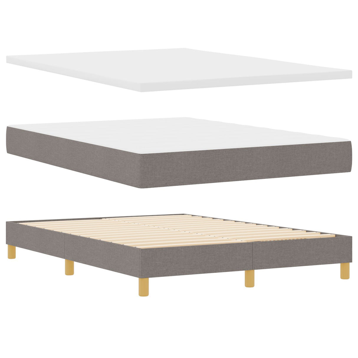 Box Spring Bed With Mattress & Led Taupe 160X200 Cm Fabric