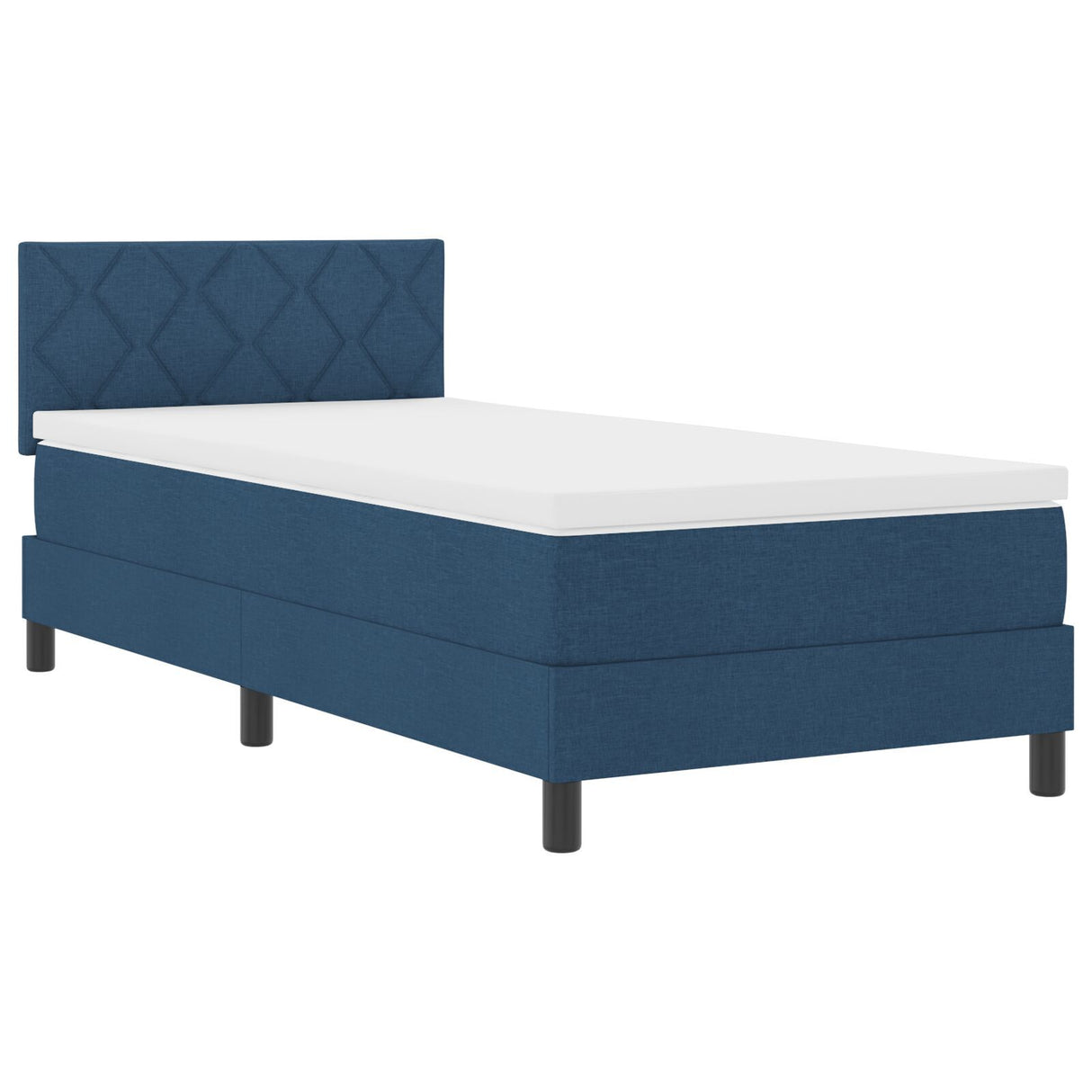 Box Spring Bed With Mattress & Led Blue 90X190 Cm Fabric