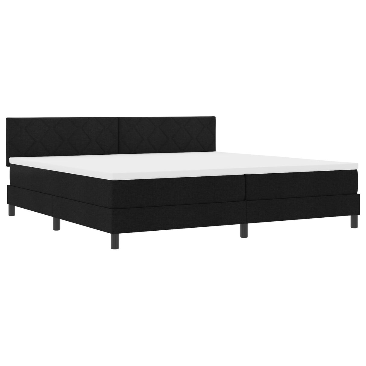 Box Spring Bed With Mattress & Led Black 200X200 Cm Fabric