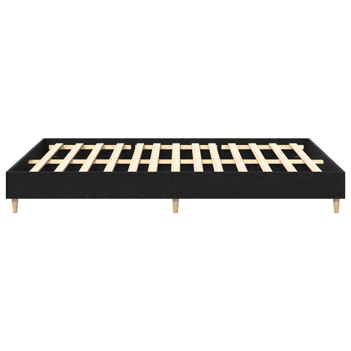 Bed Frame Black Oak 140X200 Cm Engineered Wood