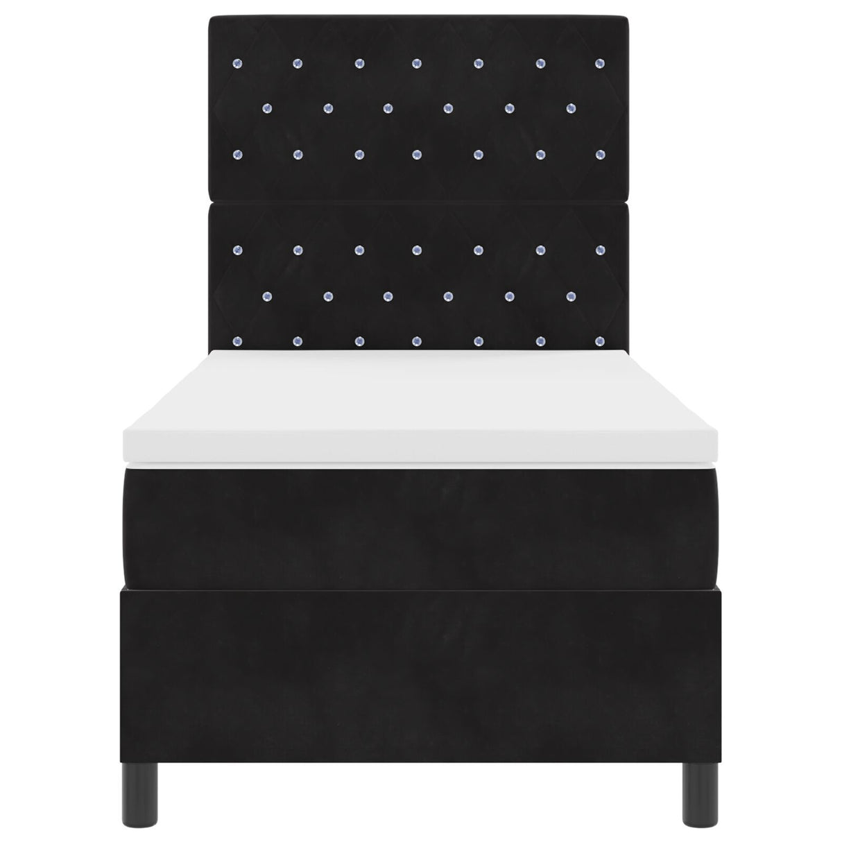 Box Spring Bed With Mattress & Led Black 100X200 Cm Velvet