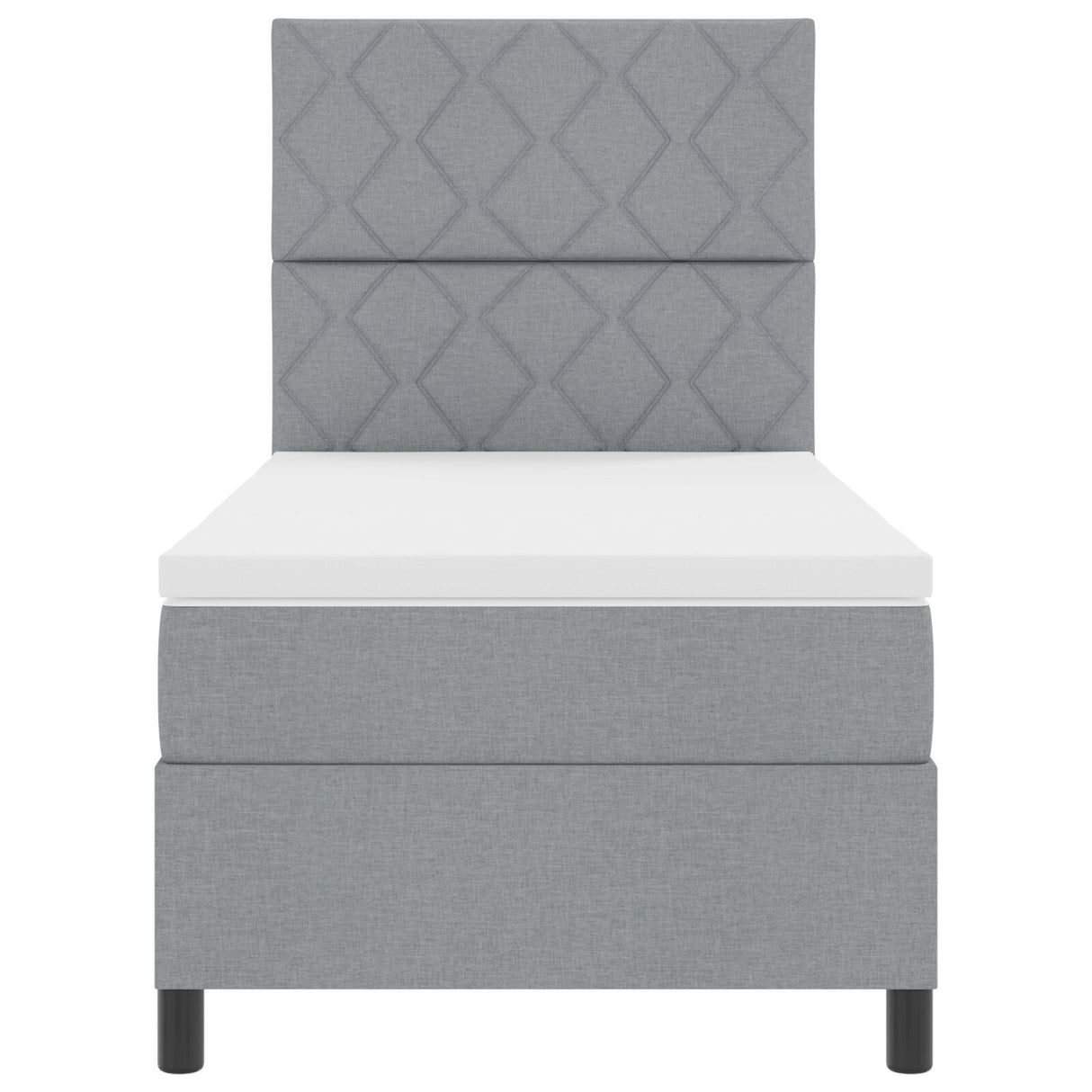 Box Spring Bed With Mattress & Led Light Grey 90X190 Cm Fabric