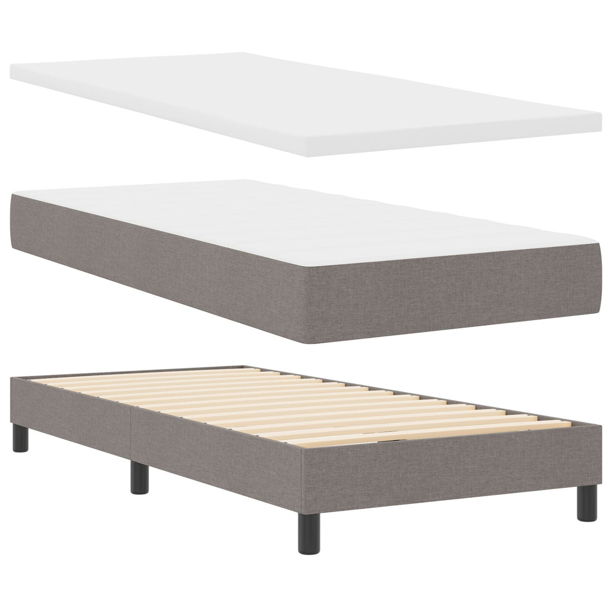 Box Spring Bed With Mattress Taupe 80X200 Cm Fabric