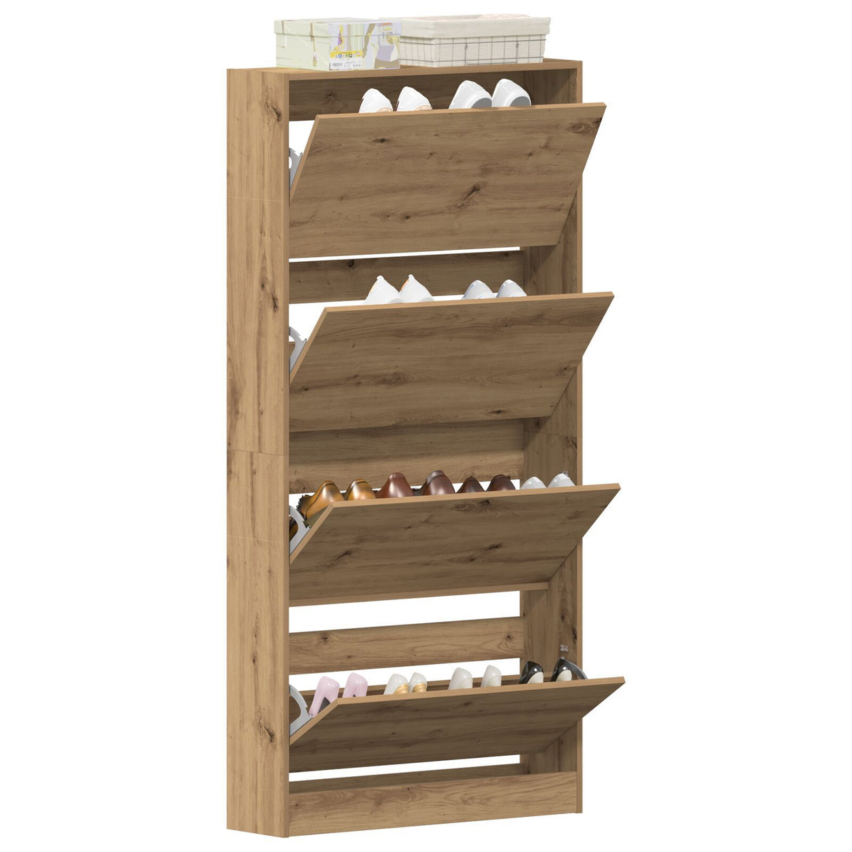 Shoe Cabinet Artisan Oak Engineered Wood 80 X 21 X 163.5 Cm