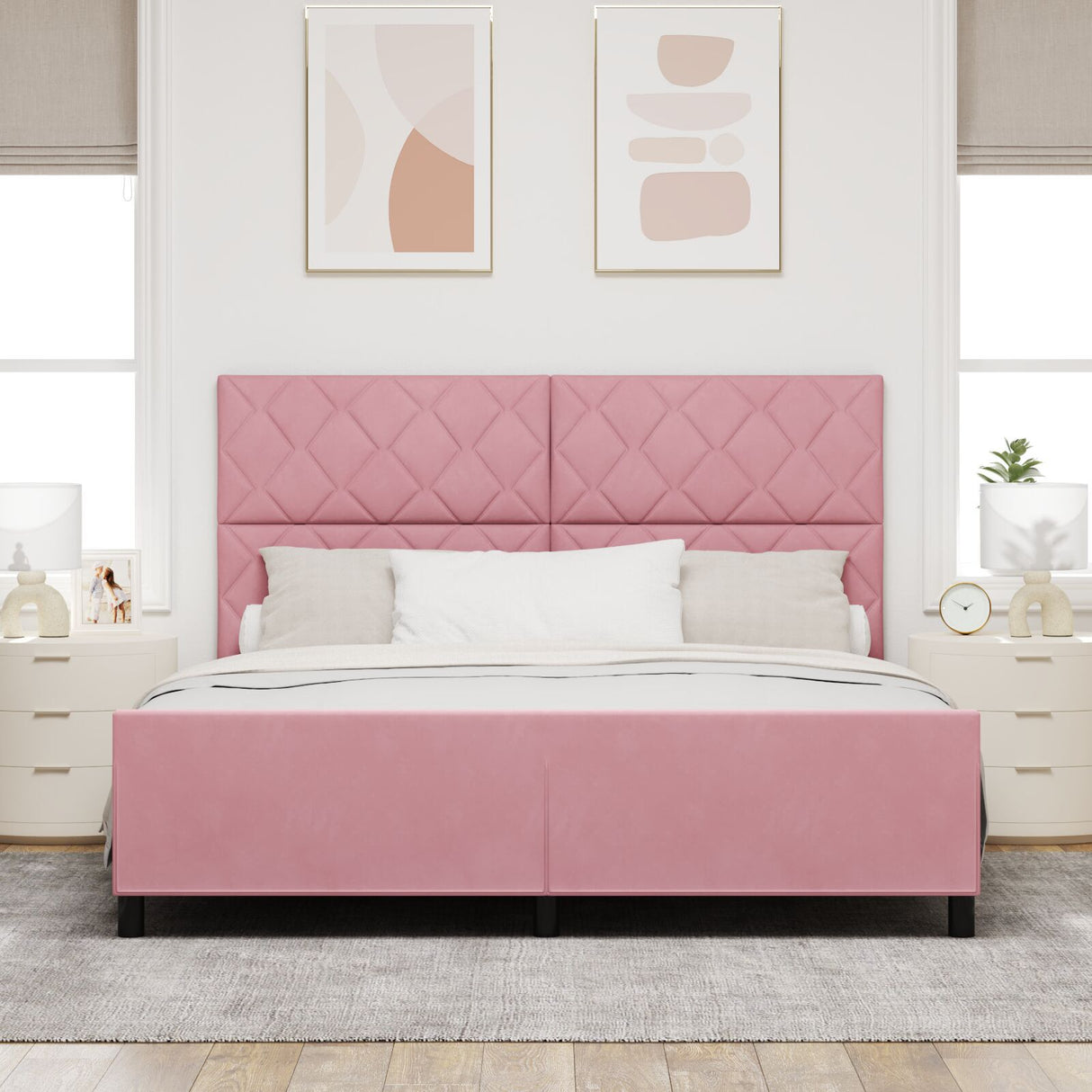 Bed Frame Pink 180X200 Cm Velvet