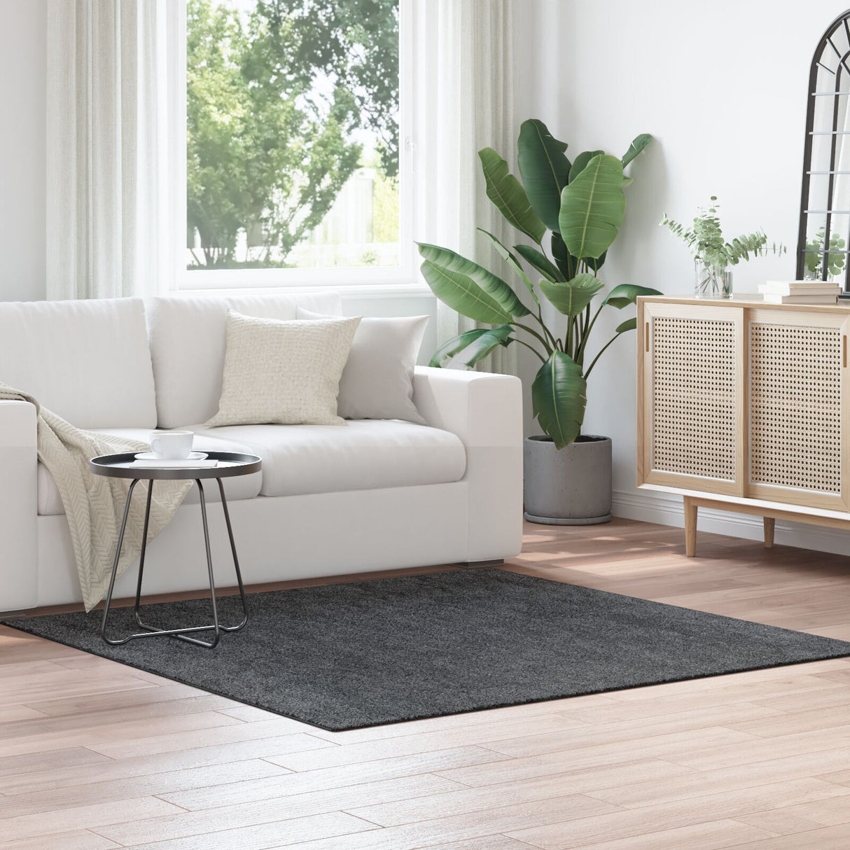 Shaggy Rug With Latex Backing Dark Grey 160X160 Cm