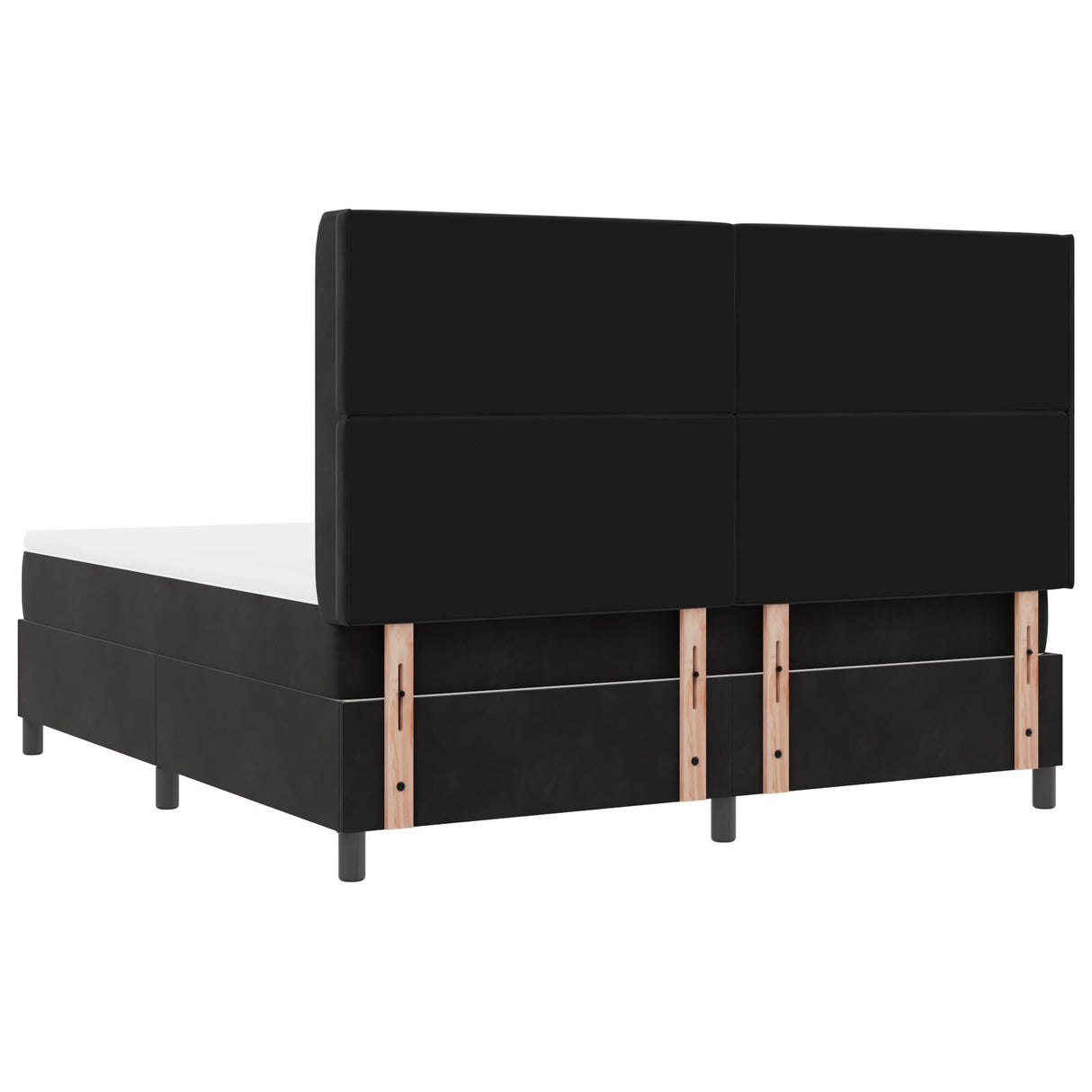 Box Spring Bed With Mattress & Led Black 180X200 Cm Velvet