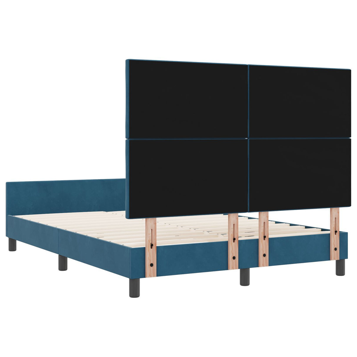 Bed Frame Dark Blue 140X200 Cm Velvet