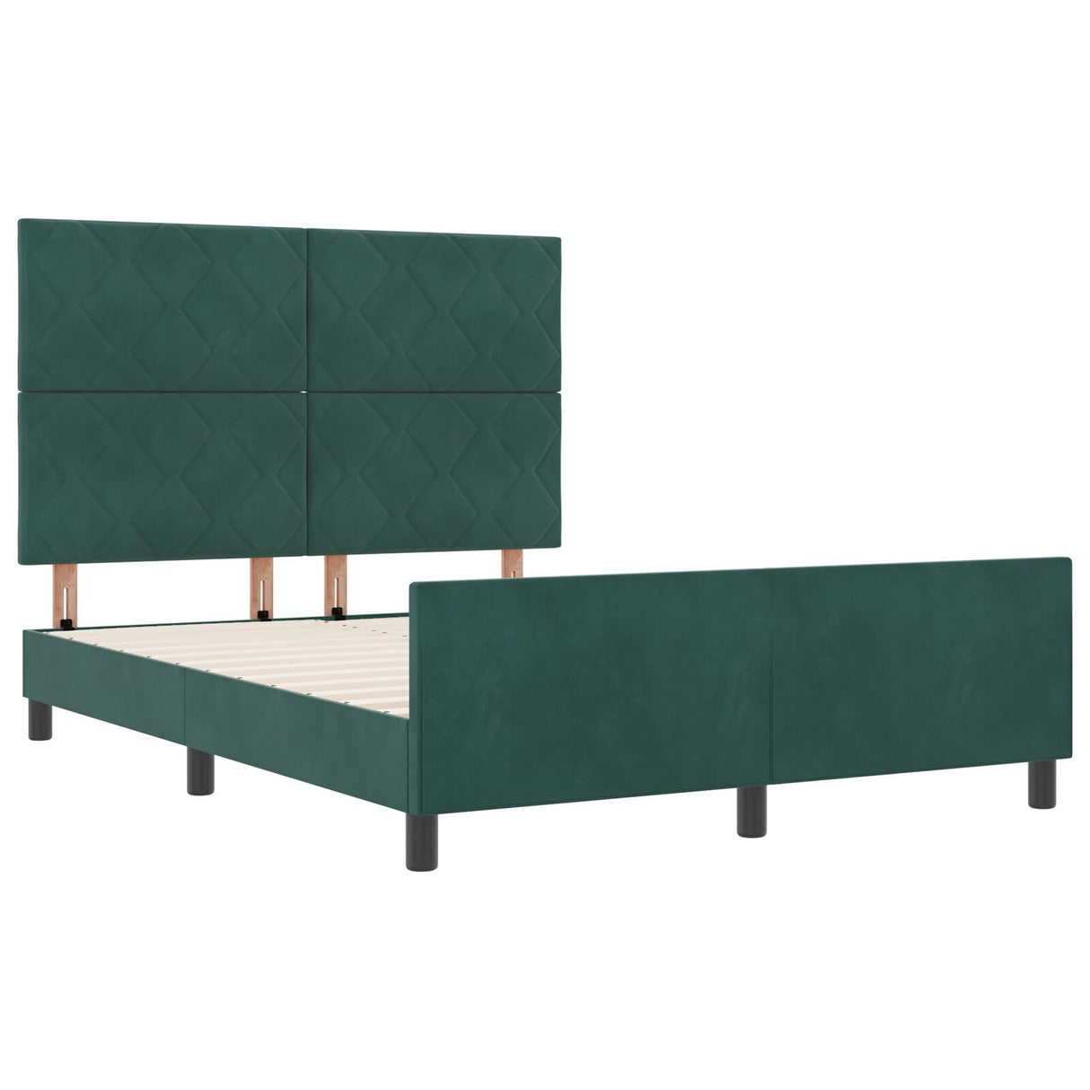 Bed Frame Dark Green 140X190 Cm Velvet