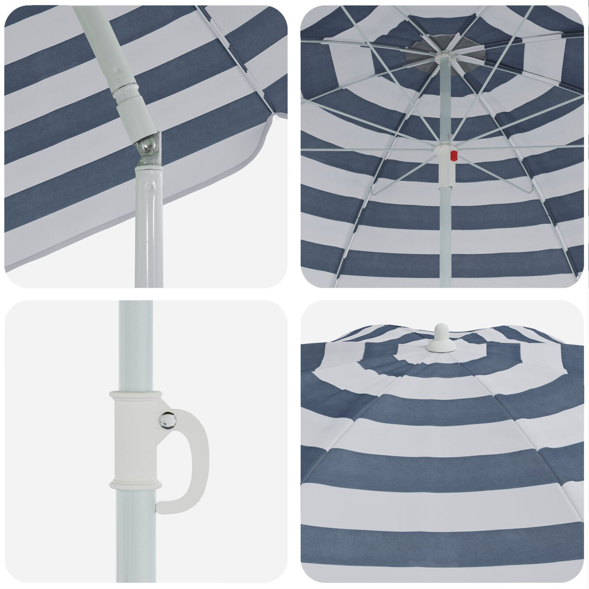 Beach Parasol With Aluminium Pole Blue & White 300 Cm