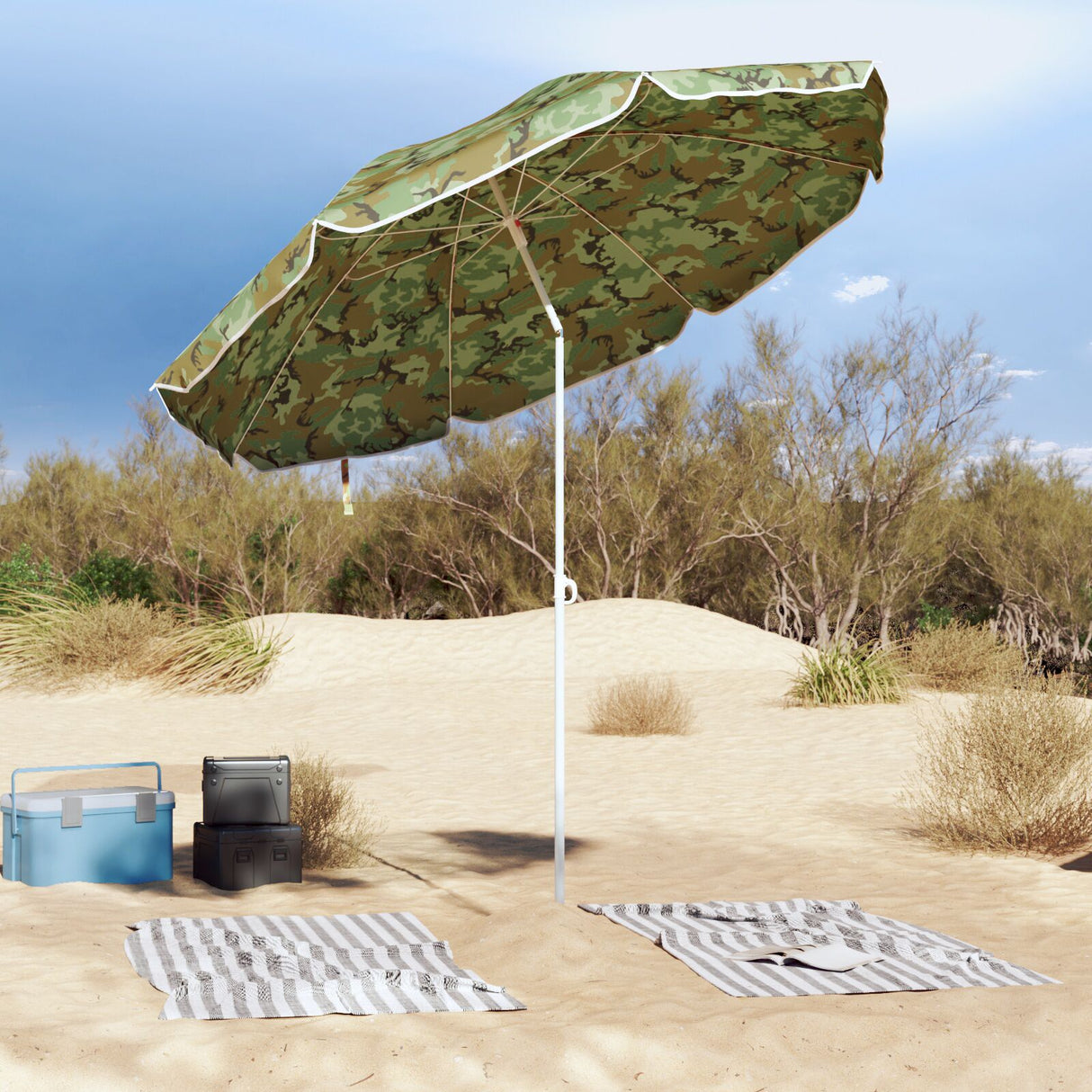 Beach Parasol With Aluminium Pole Camouflage 300 Cm