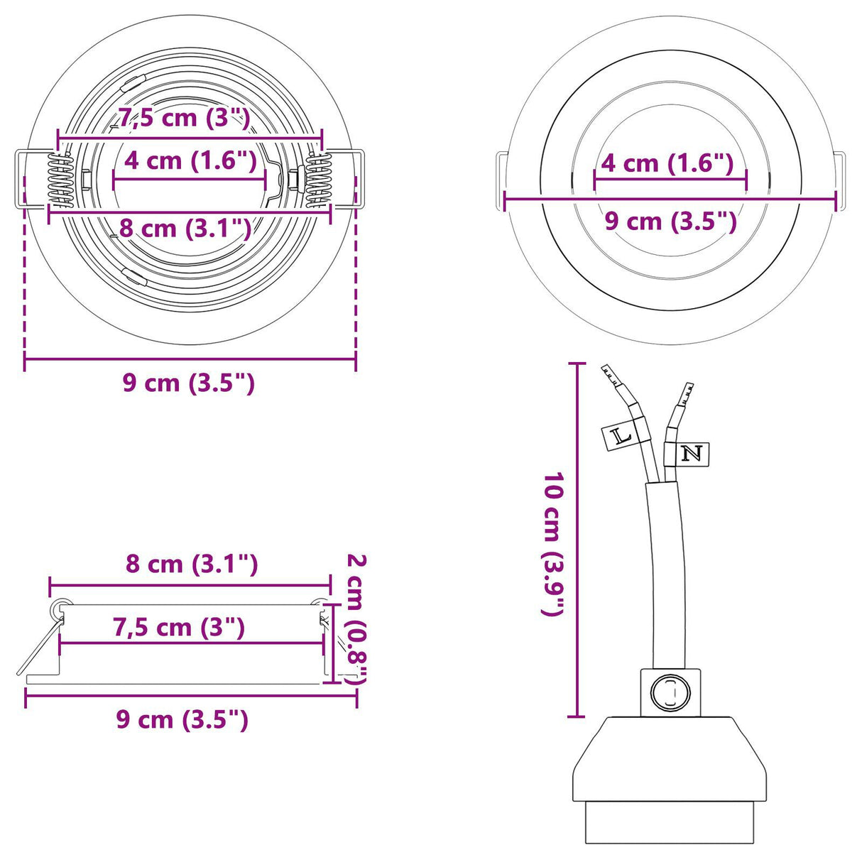 Recessed Spotlights 12 Pcs Round Gu10 Silver Ø91 Mm