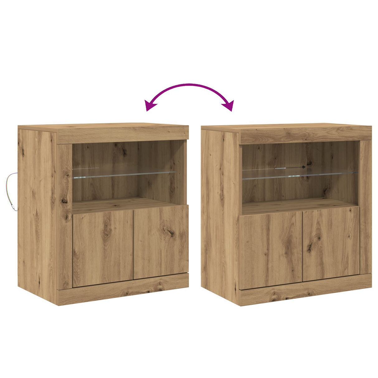 Sideboard With Led Lights Artisan Oak 60,5X37X67 Cm