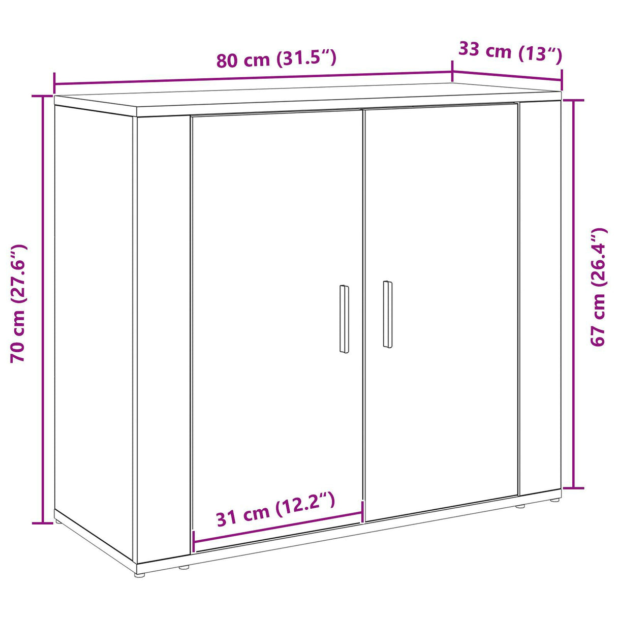 Sideboard Black Oak 80X33X70 Cm Engineered Wood
