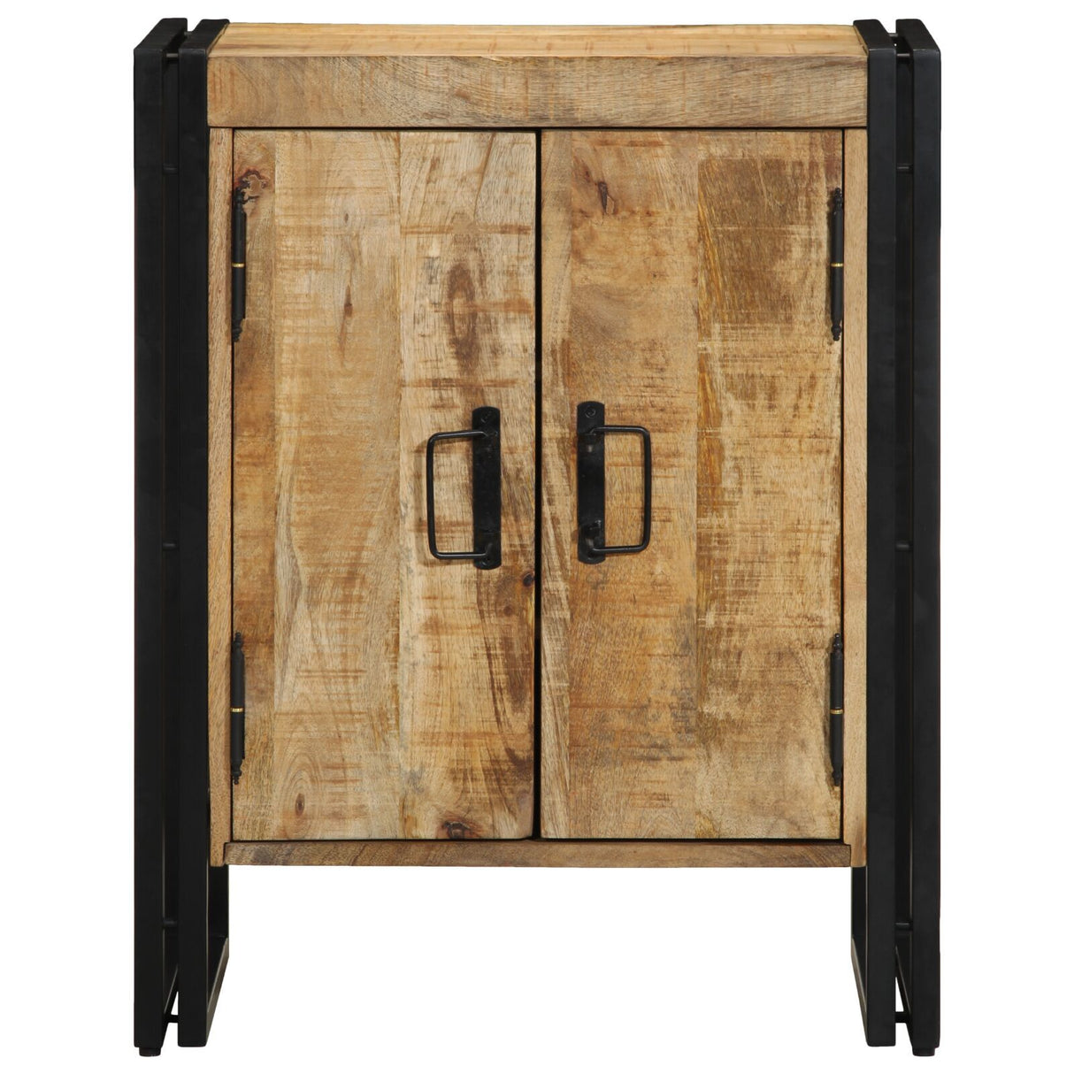Shoe Cabinet Black 30X30X40 Cm Solid Mango Wood And Steel