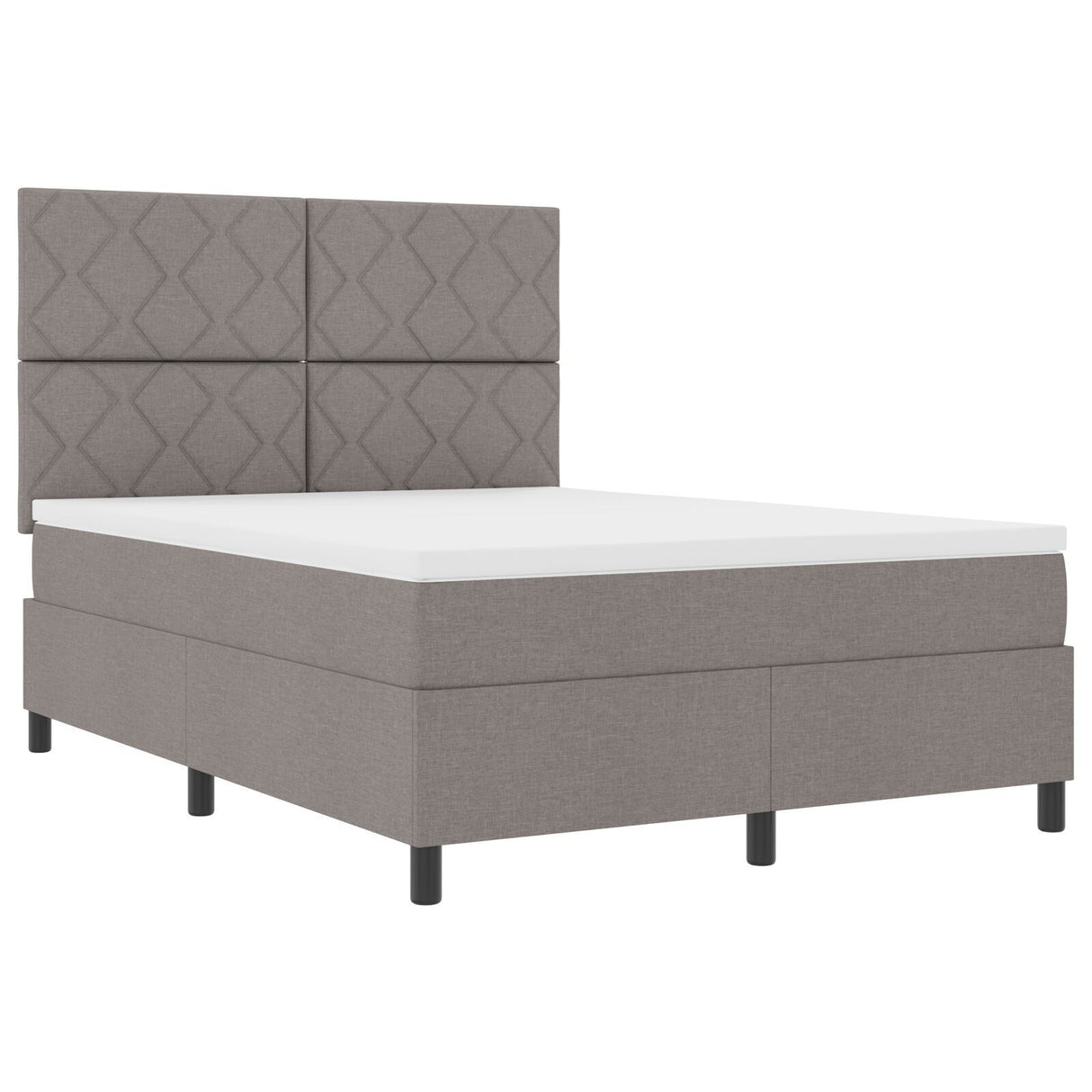 Box Spring Bed With Mattress & Led Taupe 160X200 Cm Fabric