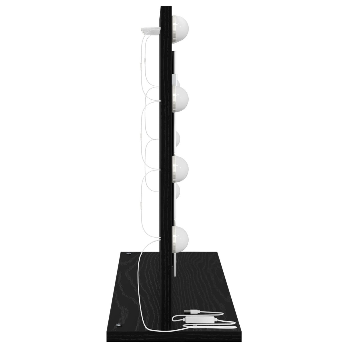 Vanity Mirror With Led Lights Black Oak 60X45X18 Cm